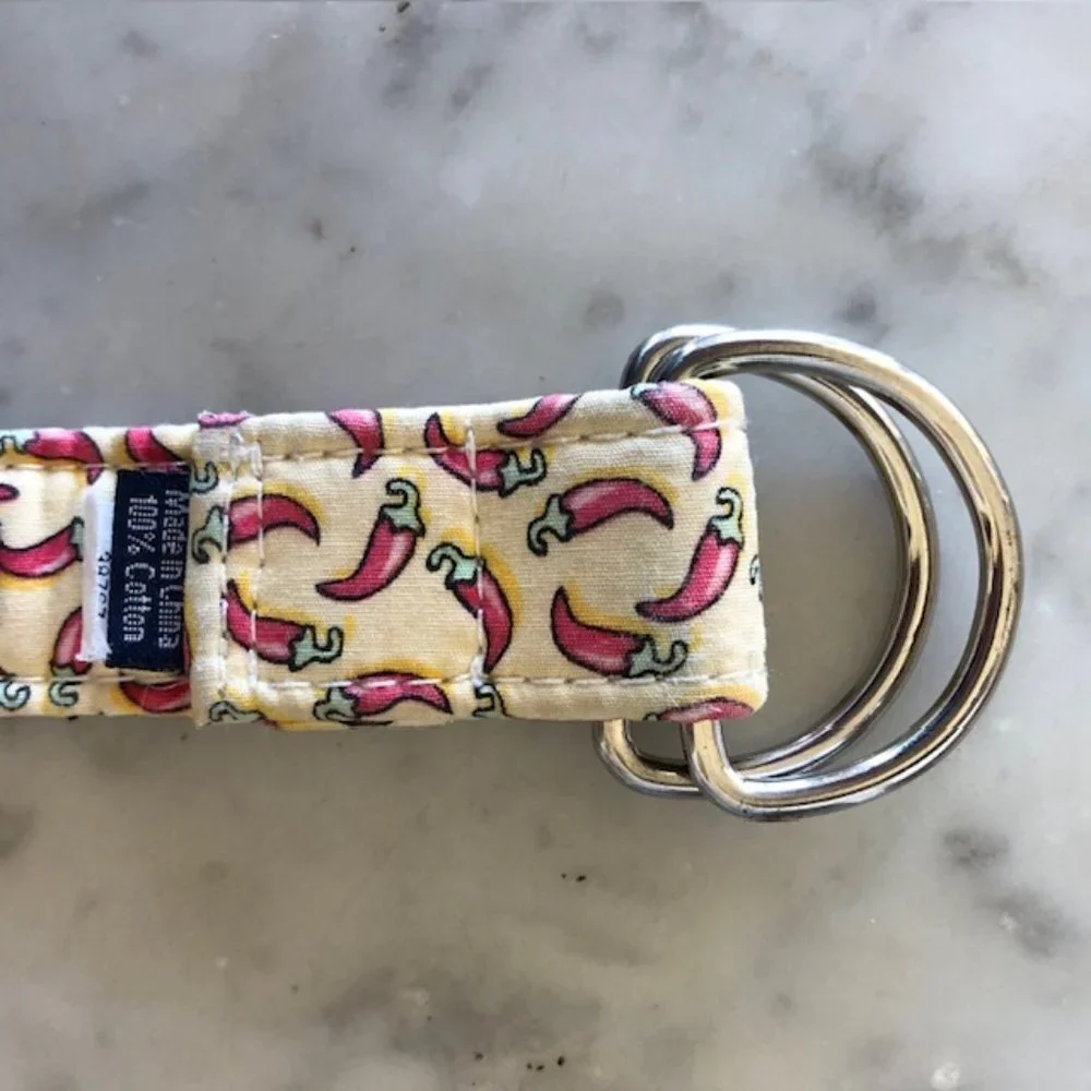 VINEYARD VINES Patchwork Kids D Ring Belt Large Blue Yellow Pink